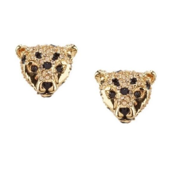 kate spade Jewelry - $58 Kate Spade Run Wild Cheetah Stud Earrings in gold & black
